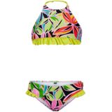 Retour Jeans crop bikini Bettina met ruches zwart/limegroen/roze