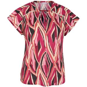 Cassis top met all over print rood,zwart,geel