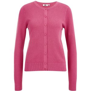 WE Fashion fijngebreid vest met textuur roze