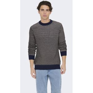 Only & Sons - Onsmusa Reg 3 Struc Crew Knit - Trui - Navy Blazer