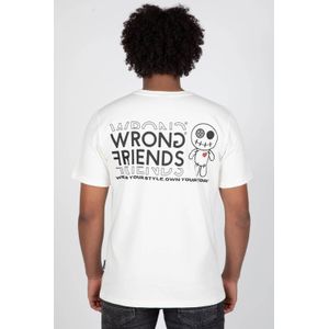 WRONG FRIENDS regular fit T-shirt Vichy met backprint wit