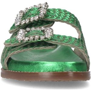 Sacha leren sandalen groen metallic