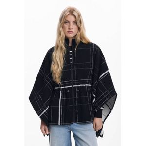 Desigual - Poncho_Cuadros Aldama - Geruite Poncho - Zwart