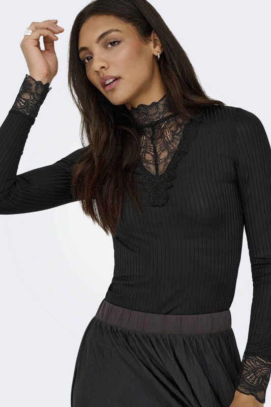 JDY top met kant zwart