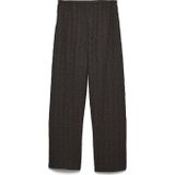VERO MODA wide leg high waist casual broek donkerbruin