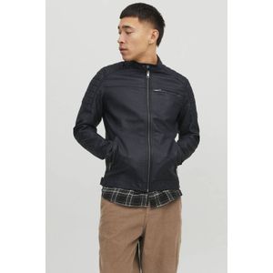 JACK & JONES ESSENTIALS imitatieleren jas JCOROCKY zwart