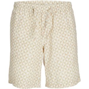 JACK & JONES PANTS STUDIO relaxed short JPSTJAIDEN JJLUKE met all over print beige