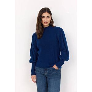 Soyaconcept - Gebreide Trui - Donkerblauw - Met Wol - Ballonmouwen