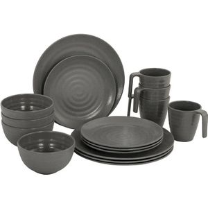 Bo-Camp Campingservies - 100% Melamine - 16-delig - Stone - Grijs