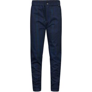 Retour Jeans geruite straight fit broek Rio donkerblauw