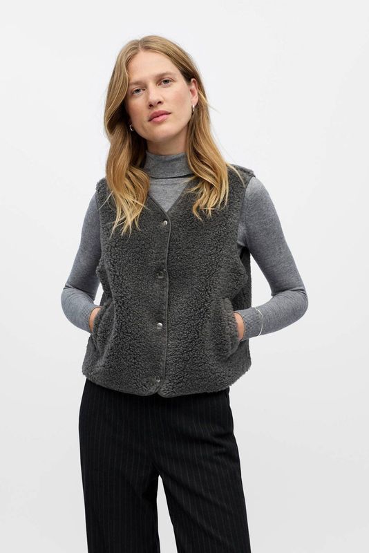 Object - Bodywarmer Ella Teddy - Antraciet - Dames