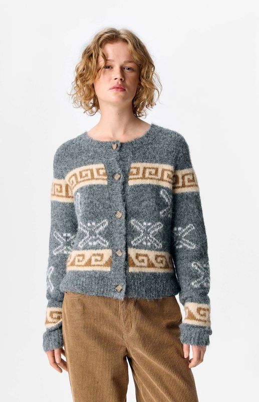 Object - Objgalia Re Knit - Cardigan - Medium Grey Mel/tannin Mel