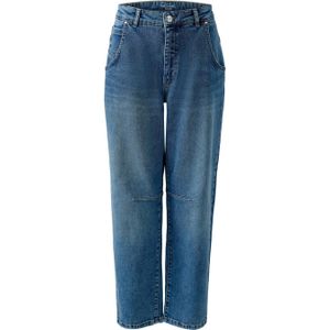 OUI - High Waist Barrel Jeans - Medium Blue Denim