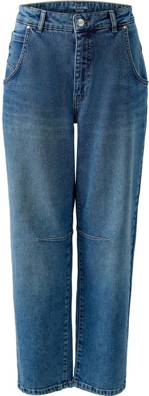 OUI - High Waist Barrel Jeans - Medium Blue Denim