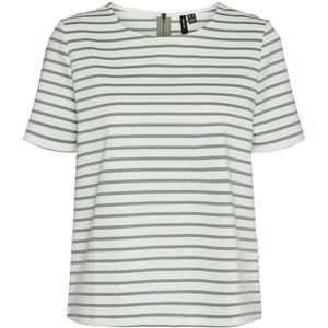 VERO MODA gestreepte blousetop VMABBY ecru/groen