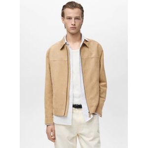 Mango Man imitatieleren jas tussenjas beige