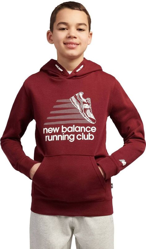 New Balance - Hoodie - Donkerrood - Katoen