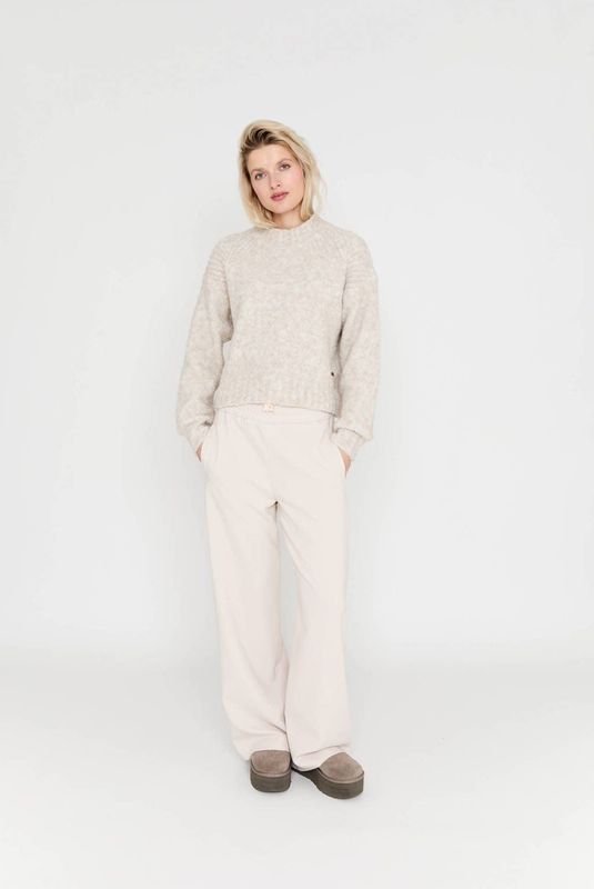 Moscow - Wide Leg Regular Waist Broek - Ecru