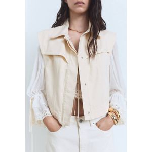 Mango - Denim Gilet - Ecru