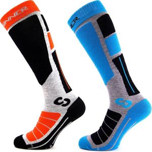 Sinner skisokken Pro Socks - set van 2 oranje/kobaltblauw/grijs