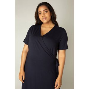 Base Level Curvy jersey overslagjurk Abbie donkerblauw