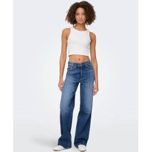 ONLY high waist wide leg jeans dark blue denim