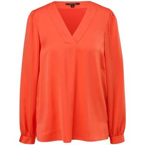 comma satijnen blousetop met plooien oranje