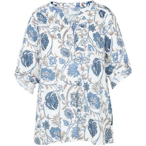 Paprika gebloemde blousetop blauw/ecru/beige