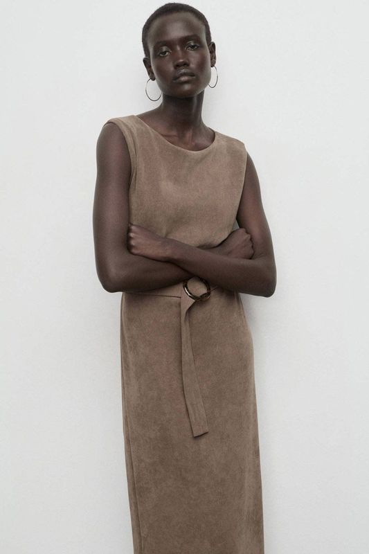 MANGO - LYDIA - Gebreide Jurk - Brokaat - 3/4 Lengte