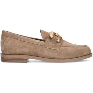 Manfield suède loafers met gesp beige