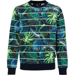 WE Fashion sweater met all over print groen/blauw/zwart