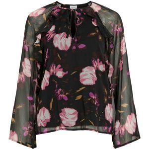 VILA gebloemde top zwart