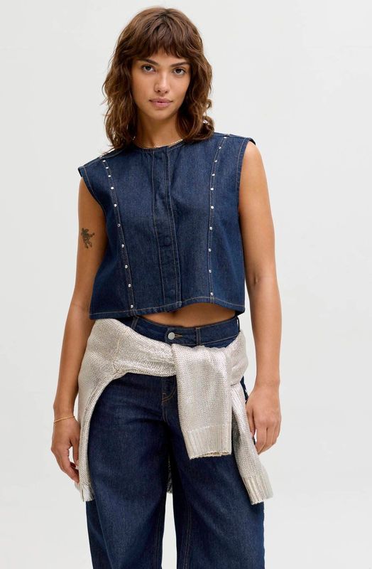 JJXX denim gilet dark blue denim