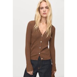 MANGO - FLURRY - Gebreid Vest - Bruin - Slanke Pasvorm