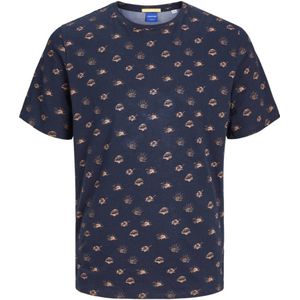 JACK & JONES JUNIOR T-shirt JORPALM met all over print donkerblauw/lichtbruin