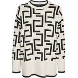 VERO MODA VMSABA trui met all over print wit/zwart