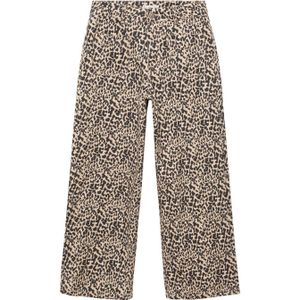 MANGO TEEN straight fit broek met panterprint lichtbruin/zwart