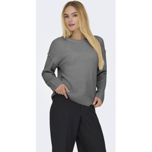 ONLY trui met wol grijs melange gebreid