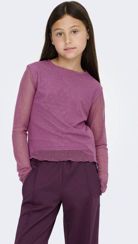ONLY GIRLS - Top - Lange Mouwen - Met Mesh Details en Strass Steentjes