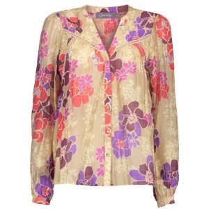 Geisha gebloemde blouse beige/paars/koraal