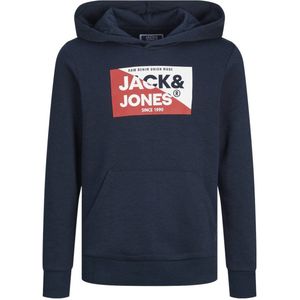 JACK & JONES JUNIOR hoodie JJNOLAN met logo donkerblauw