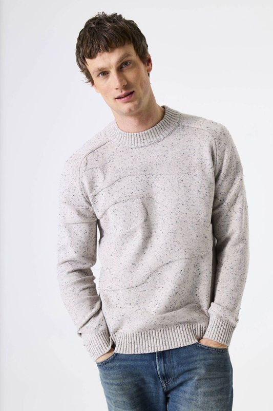 Garcia trui met ingebreid patroon ecru