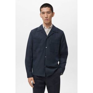 Mango Man regular casual overhemd donkerblauw