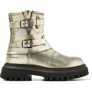 Nubikk leren enkelboots goud