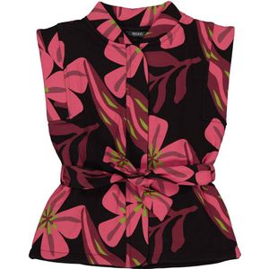 Quapi gebloemd gilet ARYA zwart/roze/groen