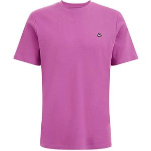 WE Fashion slim fit T-shirt met logo faded raspberry