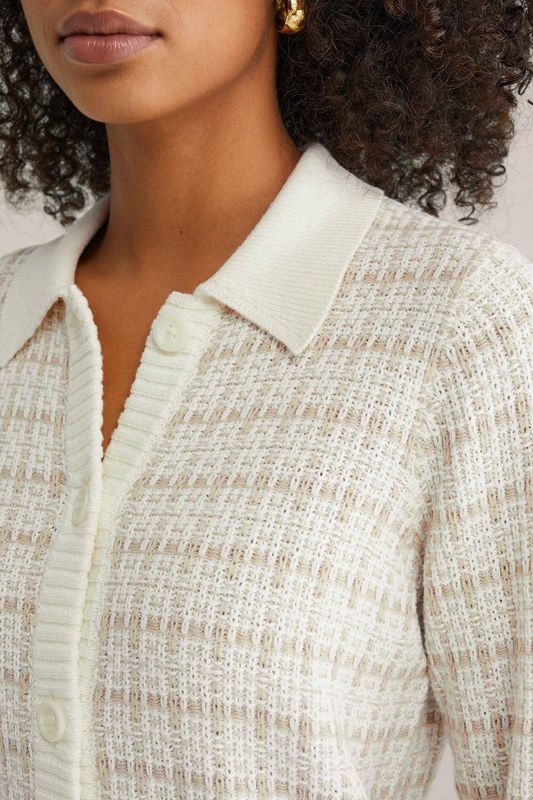 WE Fashion geruit gebreid vest beige