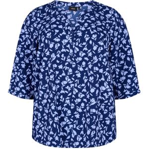 Zizzi blousetop met all over print blauw/lichtblauw