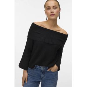 Vero Moda - Aries - Gebreide Trui - Zwart - Dames - Offshoulder Model