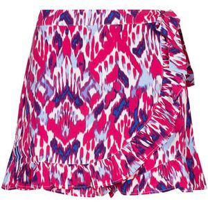 Lofty Manner skort Alayna met all over print en ruches fuchsia/blauw/ecru